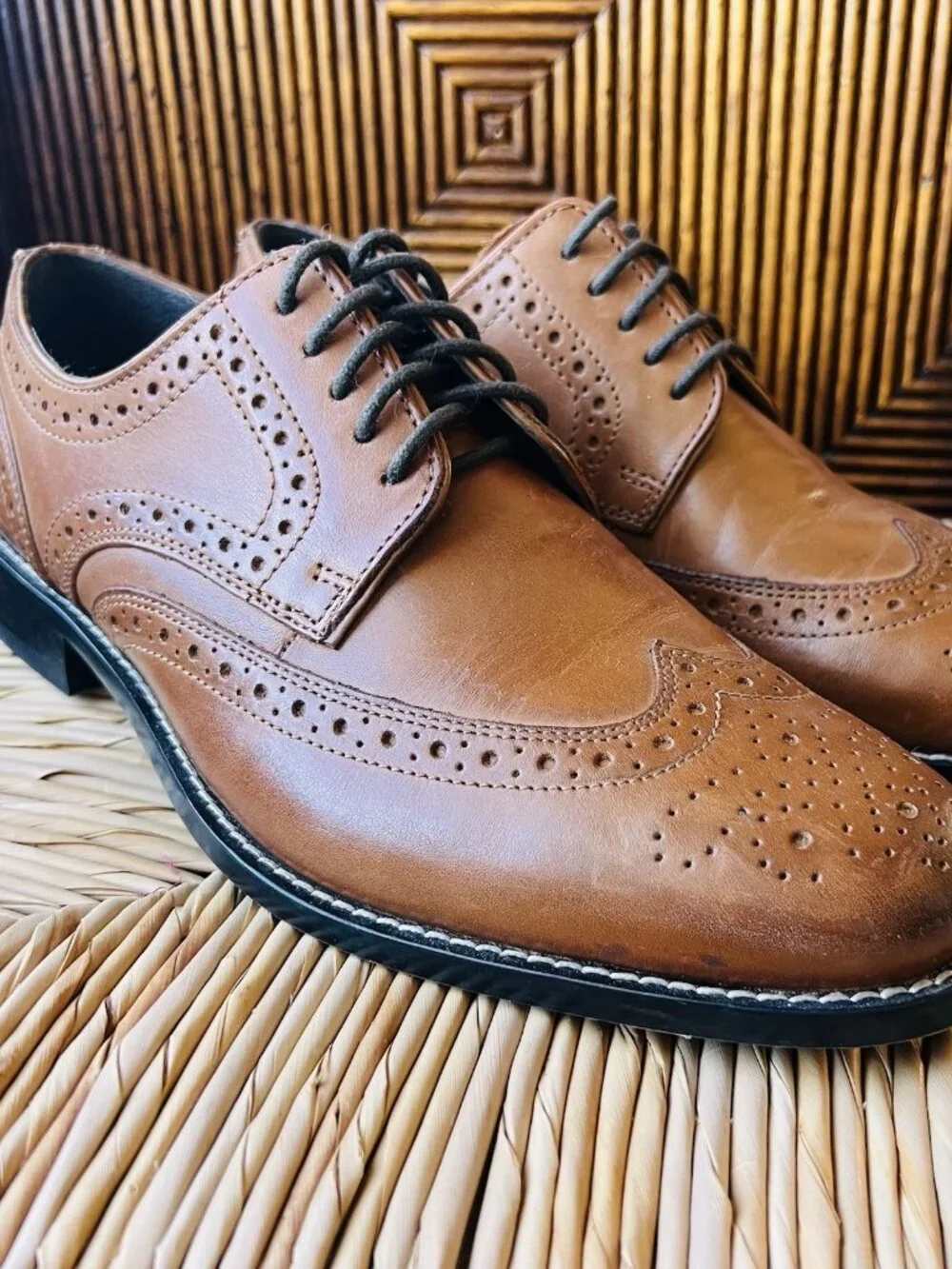 Nunn Bush Sz 8.5 Oxford Nelson 84525 221 Wingtip London Tan Cognac Leather